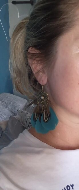 Dream Catcher Boho Feather Earrings