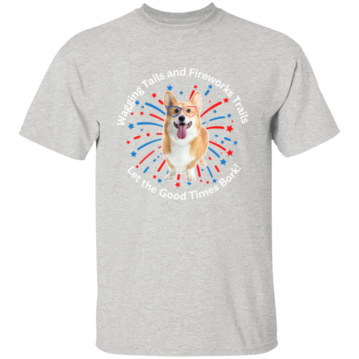Wagging Tails and Fireworks Trails | Corgi T-shirt