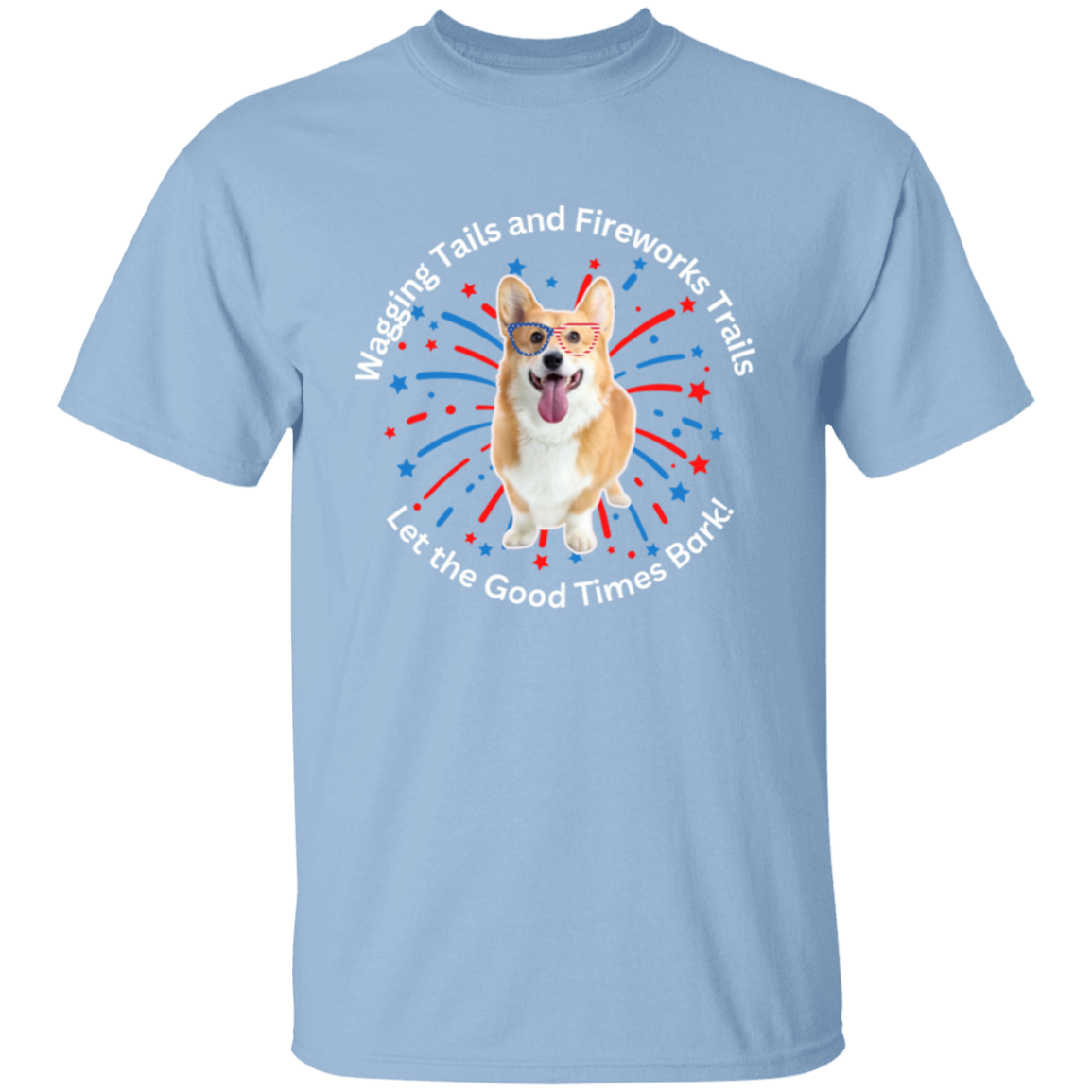 Wagging Tails and Fireworks Trails | Corgi T-shirt