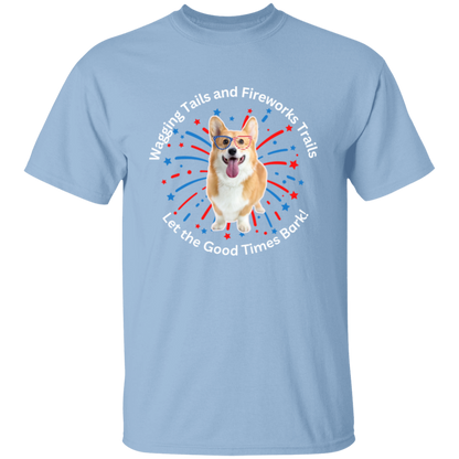Wagging Tails and Fireworks Trails | Corgi T-shirt