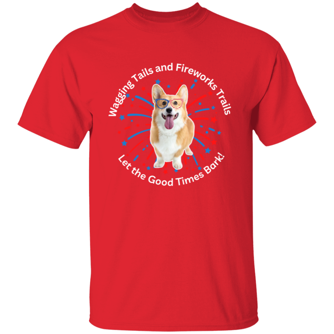 Wagging Tails and Fireworks Trails | Corgi T-shirt