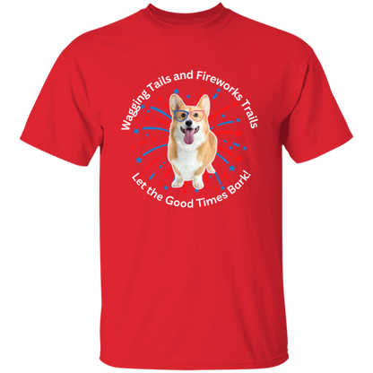 Wagging Tails and Fireworks Trails | Corgi T-shirt
