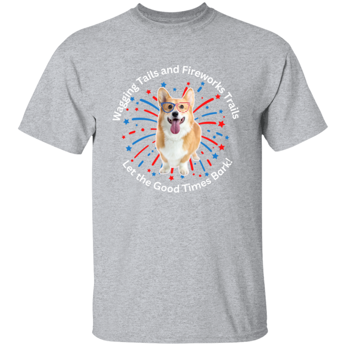 Wagging Tails and Fireworks Trails | Corgi T-shirt