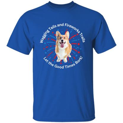 Wagging Tails and Fireworks Trails | Corgi T-shirt