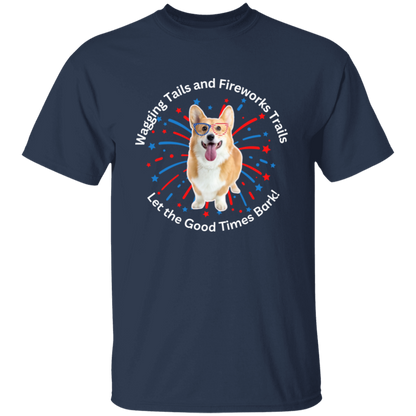 Wagging Tails and Fireworks Trails | Corgi T-shirt