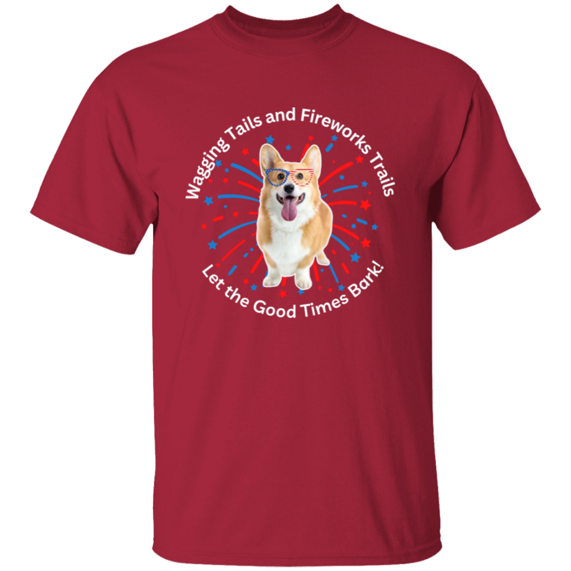 Wagging Tails and Fireworks Trails | Corgi T-shirt