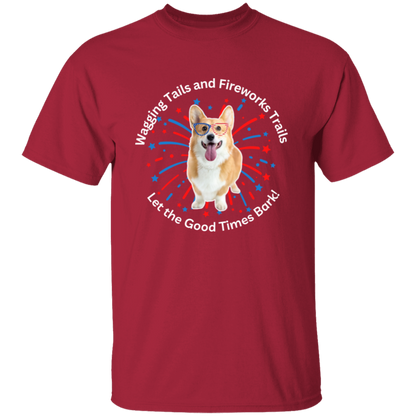 Wagging Tails and Fireworks Trails | Corgi T-shirt