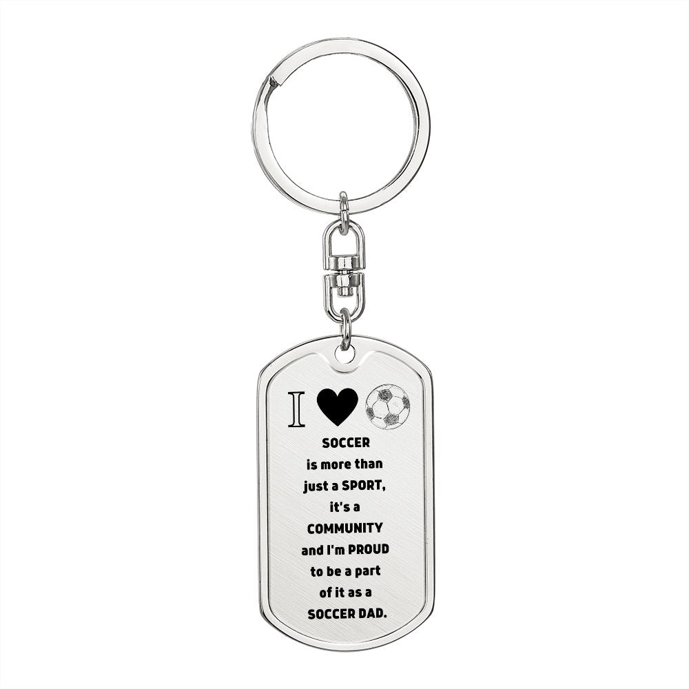 Soccer Dad | Graphic Dog Tag Keychain | Silver/Gold