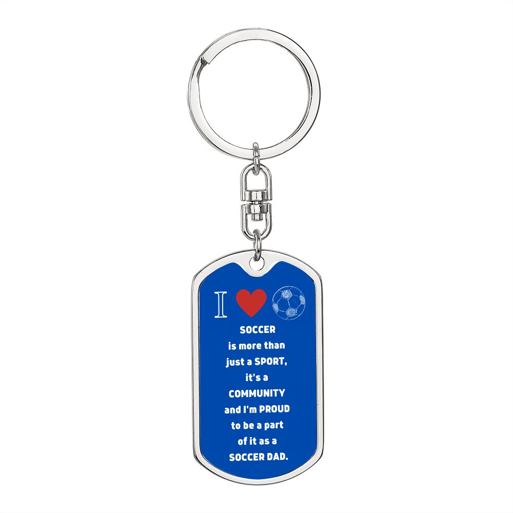 Soccer Dad | Graphic Dog Tag Keychain | Blue