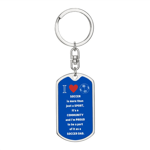 Soccer Dad | Graphic Dog Tag Keychain | Blue