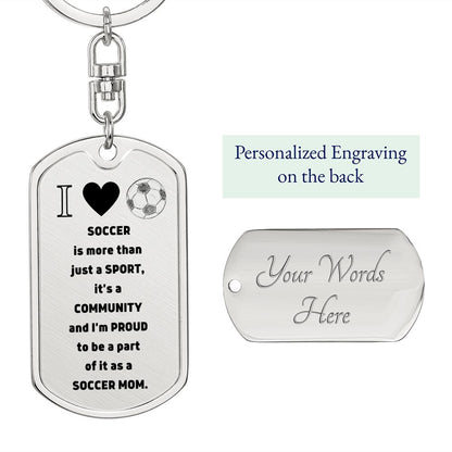 Soccer Mom | Graphic Dog Tag Keychain | Silver/Gold