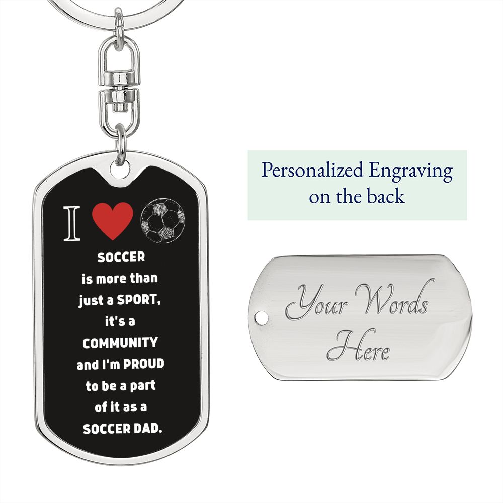 Soccer Dad | Graphic Dog Tag Keychain | Black