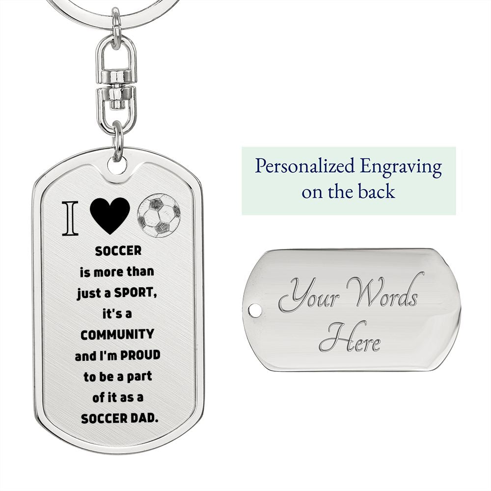Soccer Dad | Graphic Dog Tag Keychain | Silver/Gold
