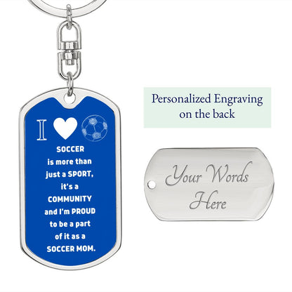 Soccer Mom | Graphic Dog Tag Keychain | Blue