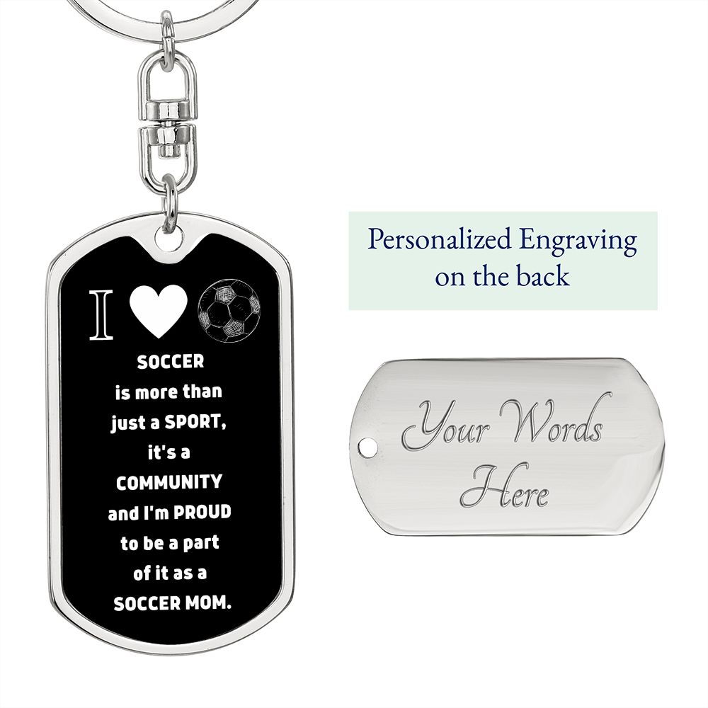 Soccer Mom | Graphic Dog Tag Keychain | Black