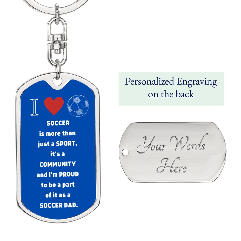 Soccer Dad | Graphic Dog Tag Keychain | Blue