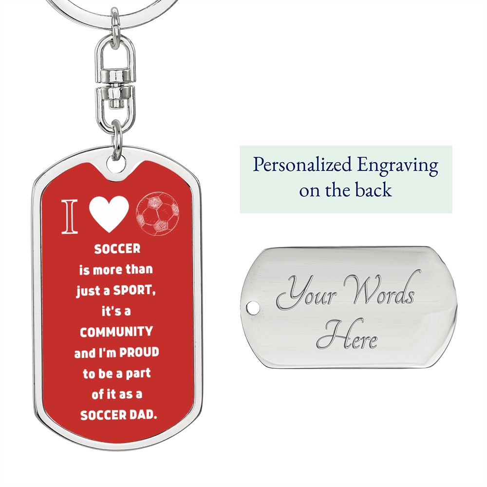 Soccer Dad | Graphic Dog Tag Keychain | Red