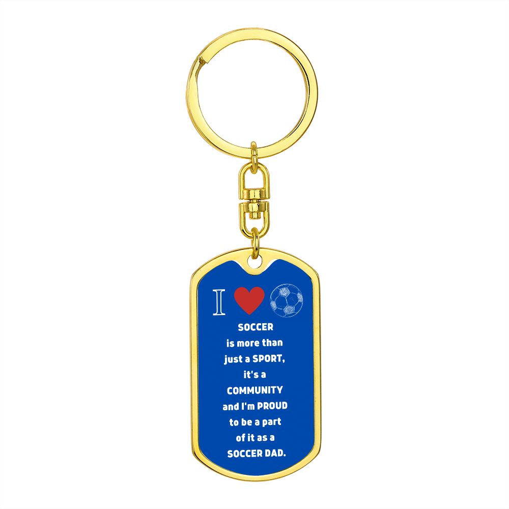 Soccer Dad | Graphic Dog Tag Keychain | Blue