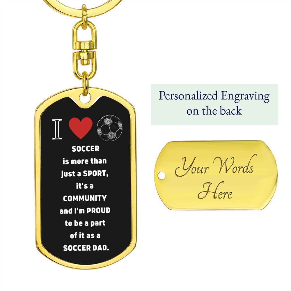 Soccer Dad | Graphic Dog Tag Keychain | Black
