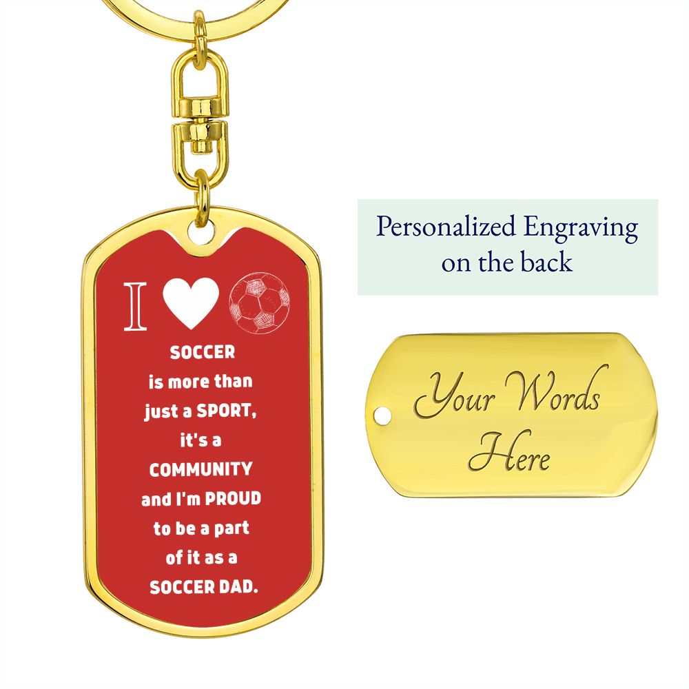 Soccer Dad | Graphic Dog Tag Keychain | Red