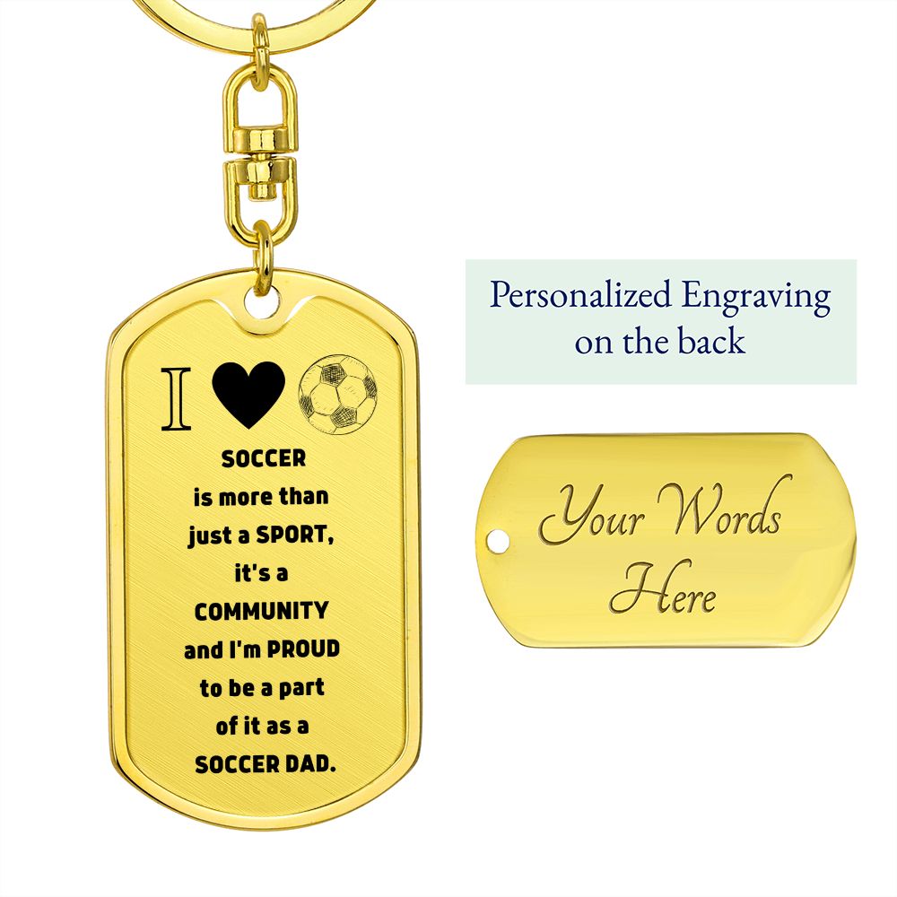 Soccer Dad | Graphic Dog Tag Keychain | Silver/Gold