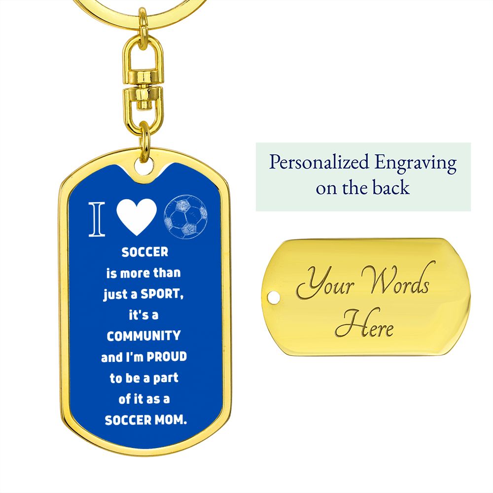 Soccer Mom | Graphic Dog Tag Keychain | Blue