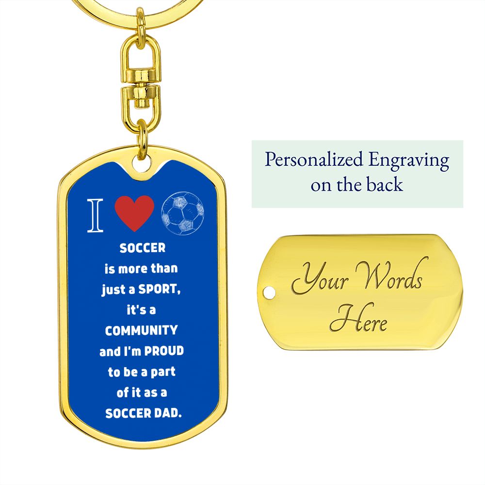 Soccer Dad | Graphic Dog Tag Keychain | Blue