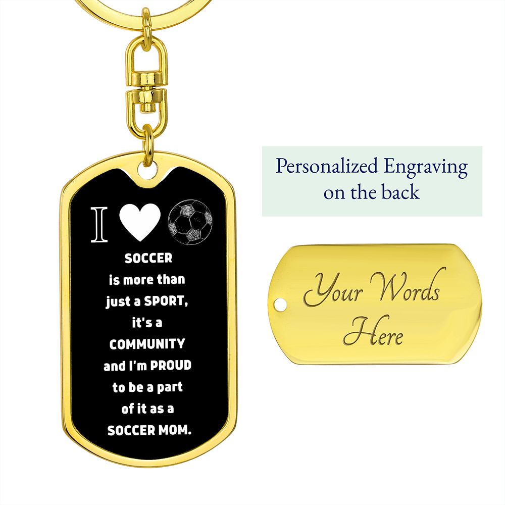 Soccer Mom | Graphic Dog Tag Keychain | Black