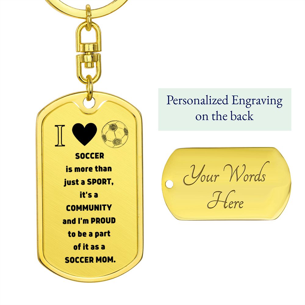 Soccer Mom | Graphic Dog Tag Keychain | Silver/Gold